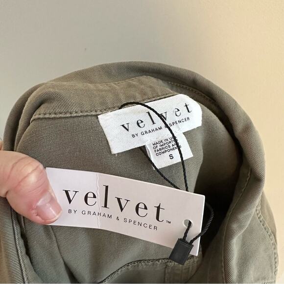 NWT Tuckernuck Velvet by Graham & Spencer Green Button Front Mini Dress Small - Picture 13 of 14